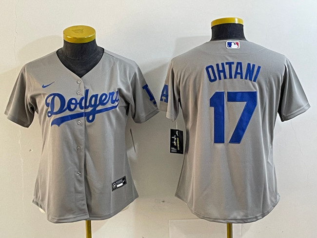Women's Los Angeles Dodgers #17 Shohei Ohtani Grey Stitched Jersey(Run Small) Women's Los Angeles Dodgers #17 Shohei Ohtani Grey Stitched Jersey(Run Small)